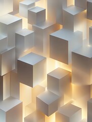 Obraz premium This vibrant 3D abstract mockup showcases illuminated cubes that create a contemporary and engaging backdrop, perfect for creative use. Generative AI
