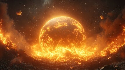 Fototapeta premium Blazing earth cosmic fire radiant stars high resolution hd picture