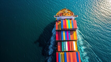 an image of a container ship. It is huge in size and can carry many containers, thus increasing import-export trade. AI generated image