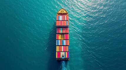 an image of a container ship. It is huge in size and can carry many containers, thus increasing import-export trade. AI generated image
