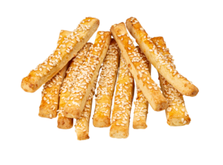 Crunchy breadsticks sprinkled with sesame seeds,