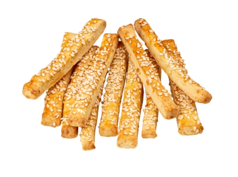 Crunchy breadsticks sprinkled with sesame seeds,