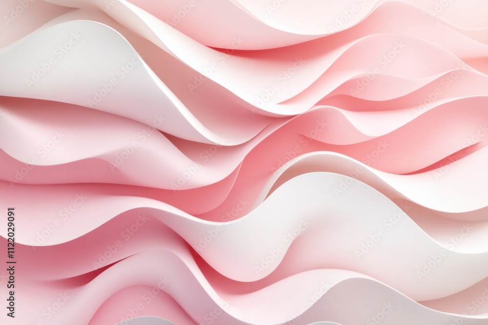 Poster curved layers in soft pink and white create a captivating abstract design, offering a versatile back