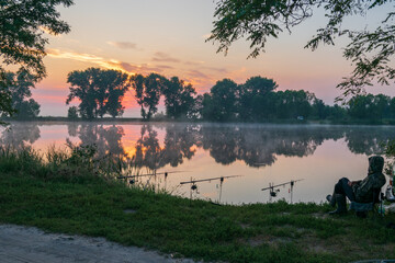 Naklejka premium fishing on the lake