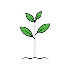 Young Plant Vector Illustration: Minimalist Green Seedling Icon Symbolizing Growth, Nature, and Eco-Friendly Design