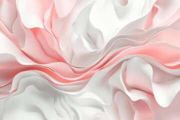 Obraz premium Colorful waves of pink and white intertwine in a smooth, flowing abstract design, providing ample copy space for text or graphics. Generative AI