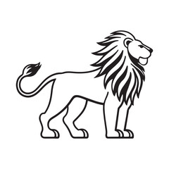  Vector illustration of a lion standing in grass,