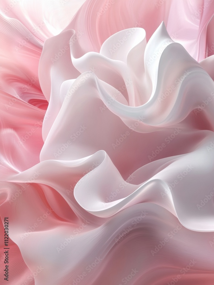 Poster soft pink and white layers twist gracefully in this 3d abstract design, creating a serene atmosphere