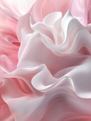 Obraz premium Soft pink and white layers twist gracefully in this 3D abstract design, creating a serene atmosphere ideal for contemporary projects. Generative AI