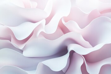 Obraz premium Soft, flowing pastel shapes intertwine seamlessly, creating a serene 3D abstract composition with an inviting area for text or design elements. Generative AI