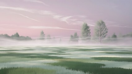 Fototapeta premium Minimalist misty landscape. Ukraine.