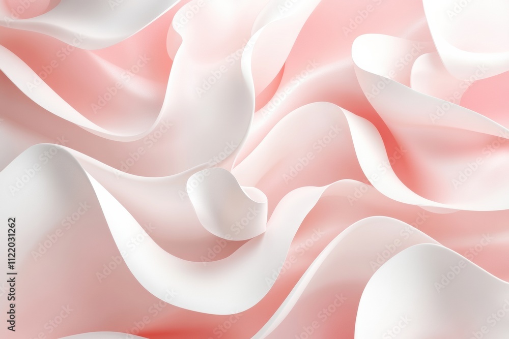 Poster soft, flowing waves of pink and white create a harmonious abstract composition, inviting creativity 