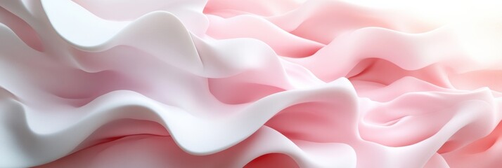 Obraz premium A soft blend of pink and white creates an elegant 3D abstract composition, ideal for showcasing designs with ample copy space. Generative AI