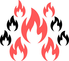 Fire flame icon vector set design isolated on a white background