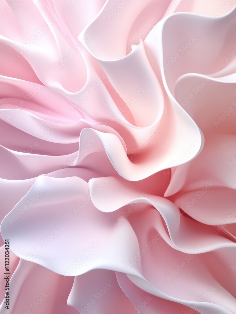 Poster flowing folds of pastel pink fabric intertwine to form an abstract design, perfect for mockups and a