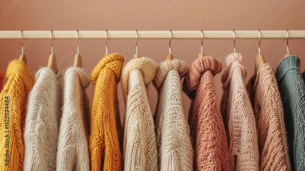 Poster rows of stylish knit sweaters display a delightful palette of mocha shades, perfect for chilly fall 