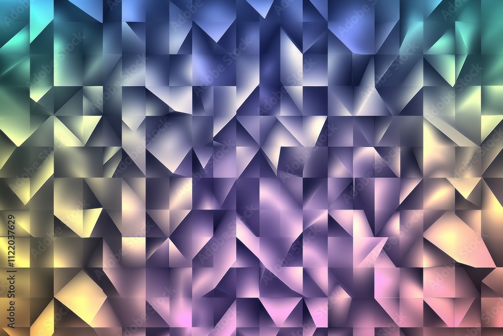 Aufkleber a colorful abstract design features striking geometric shapes and gradients, offering ample copy spa