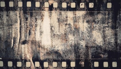 Distressed Filmstrip Texture. Vintage Aesthetic with Grungy, Weathered Details for Creative Design, Photography Overlays, and Nostalgic Visual Effects in Artistic Projects or Digital Media