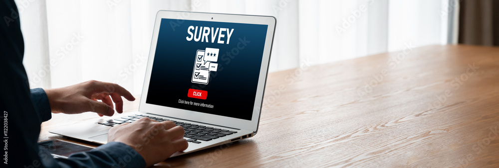 Poster online survey form for modish digital information collection on the internet network