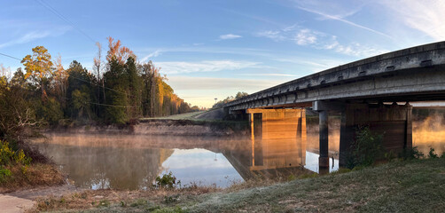 Neches River and bridge at US Highway 59 in Texas