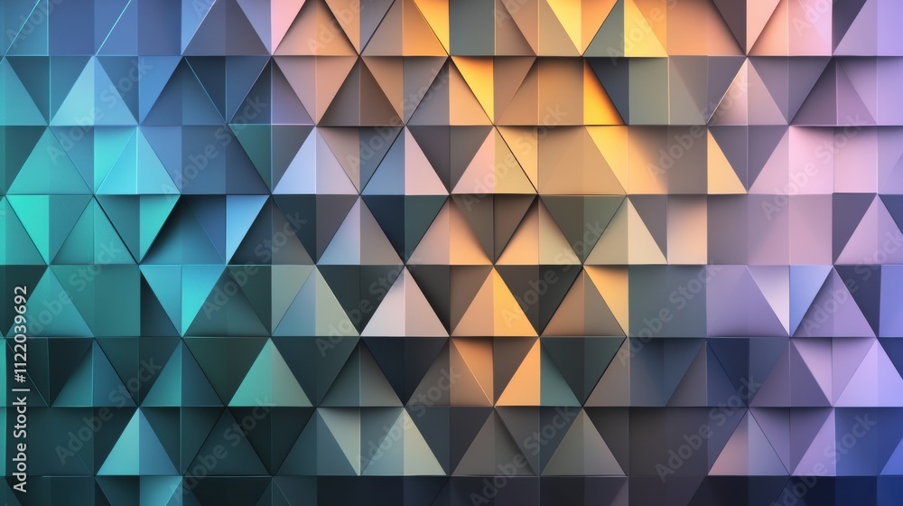 Poster vibrant geometric triangles create an engaging 3d abstract mockup with ample copy space, ideal for g