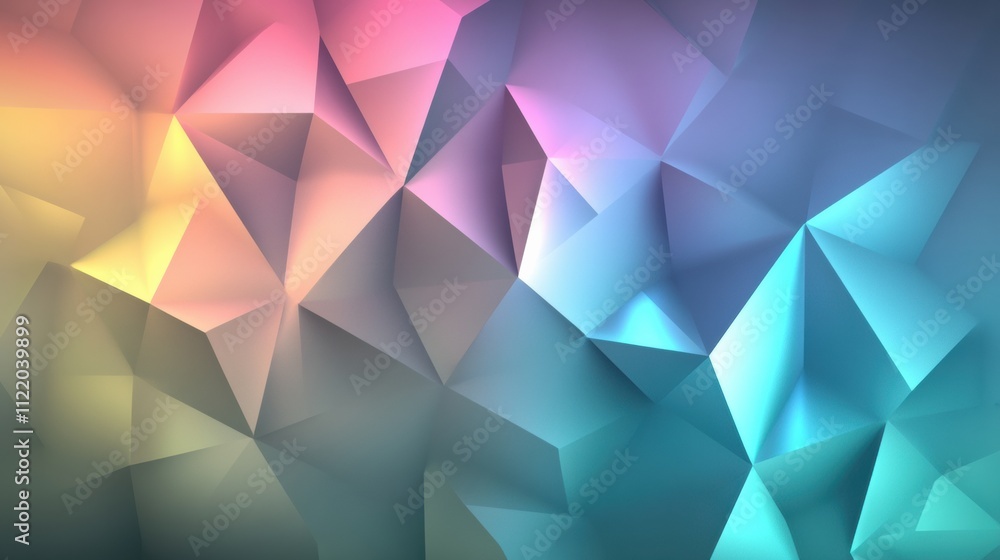 Poster colorful facets create a dynamic 3d abstract backdrop, perfect for showcasing creative elements or m