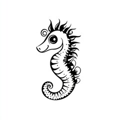 Obraz premium Cute cartoon seahorse illustration.