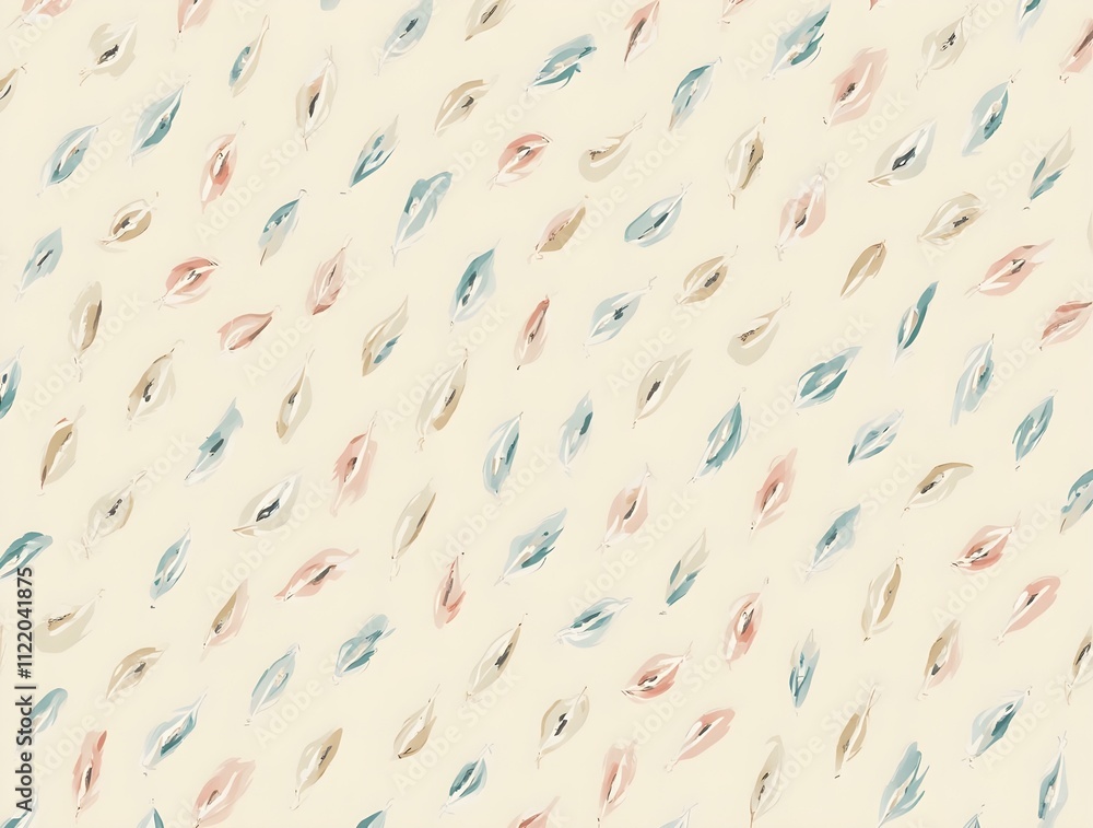 Aufkleber A seamless pattern of colorful feathers on a cream-colored background. The feathers are arranged diagonally and have a gradient color scheme