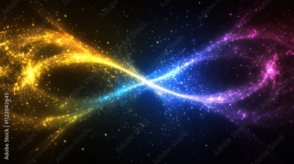 Aufkleber this vibrant 3d abstract design features glowing particles forming an infinity shape, providing ampl