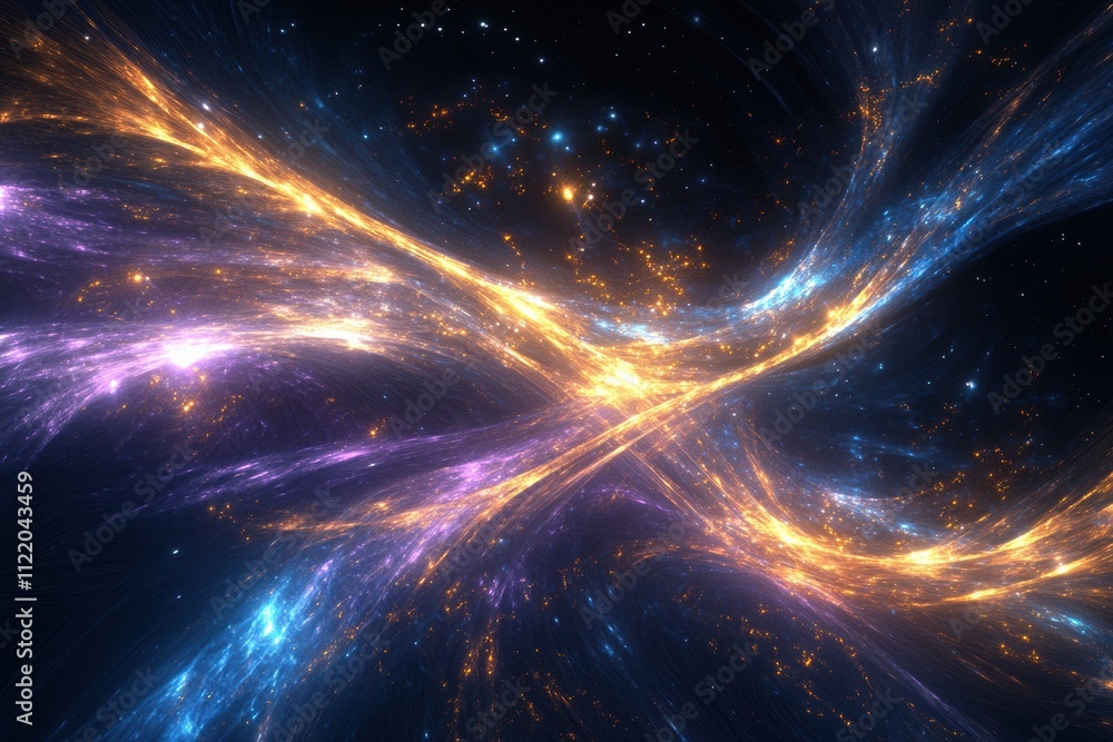 Aufkleber dynamic abstract artwork features vibrant colors and luminous energy flows, perfect for creative moc