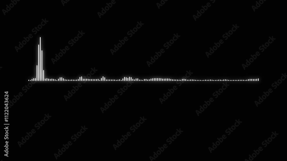 Poster white video footage of audio visualizer on black background. abstract music waves oscillation. futur