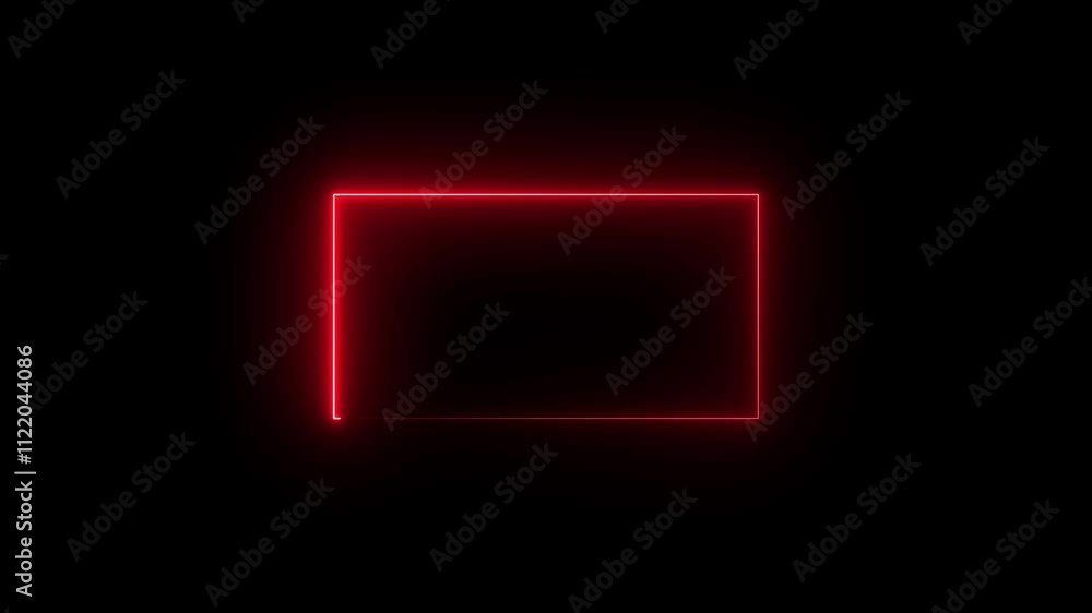 Poster neon rectangle border .neon rectangle frame. black background 4k animation...