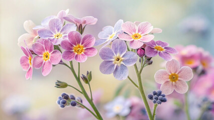 Fototapeta premium Delicate Pastel Flowers in Soft Focus