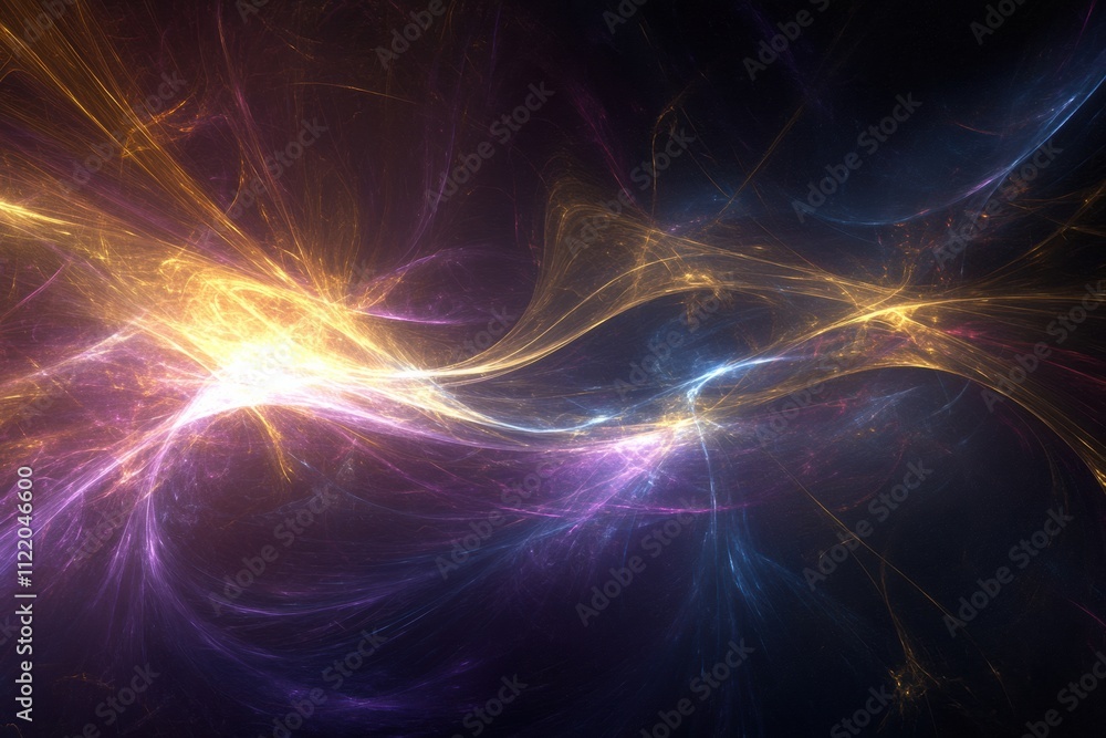 Poster vivid colors and flowing shapes create an enchanting abstract artwork, featuring dynamic movements a