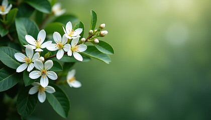 A calm green background showcasing beautiful Jasmines, ideal for heartfelt messages and enchanting designs.