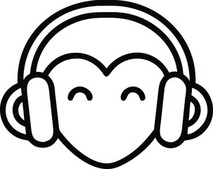Love Headset Icon Vector Illustration