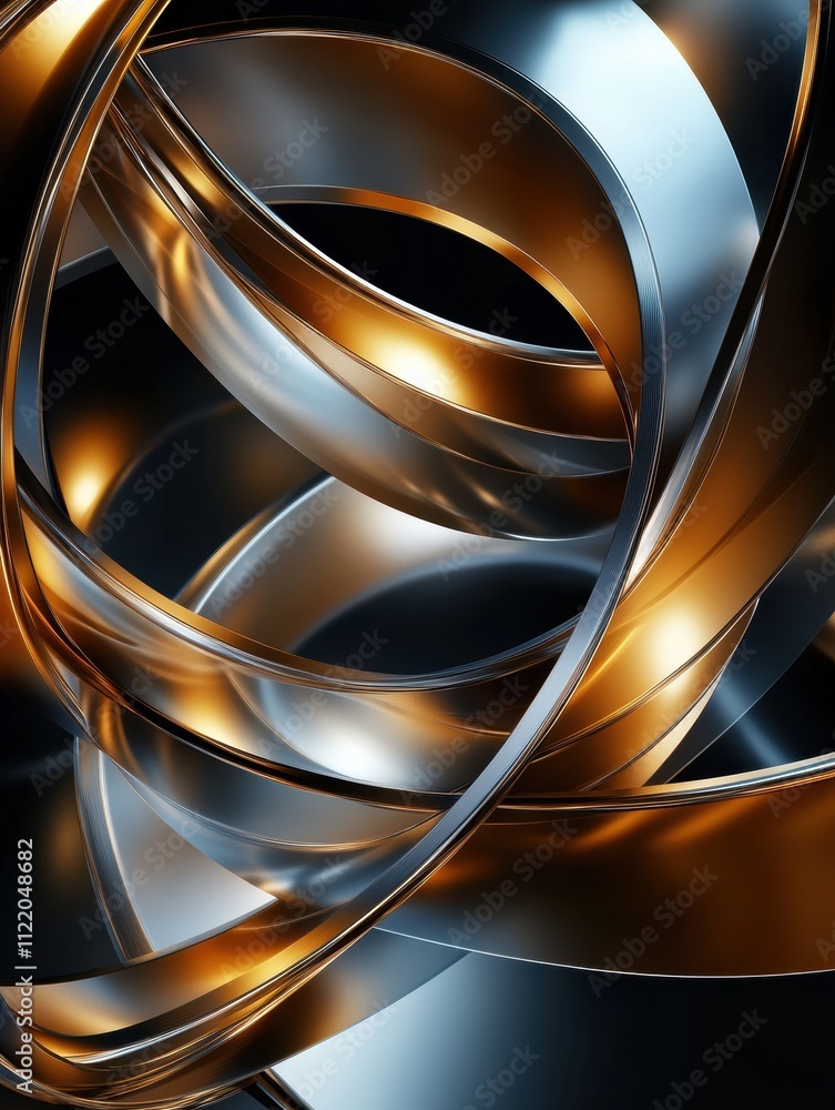 Aufkleber complex arrangement of metallic rings creates a captivating abstract design, highlighting curves and