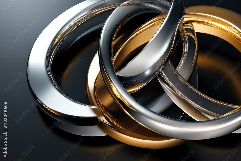 Aufkleber interconnected rings in varying metallic shades create a striking 3d abstract design, ideal for show