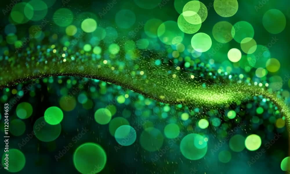 Aufkleber enchanting green bokeh with glittering waves in dynamic motion