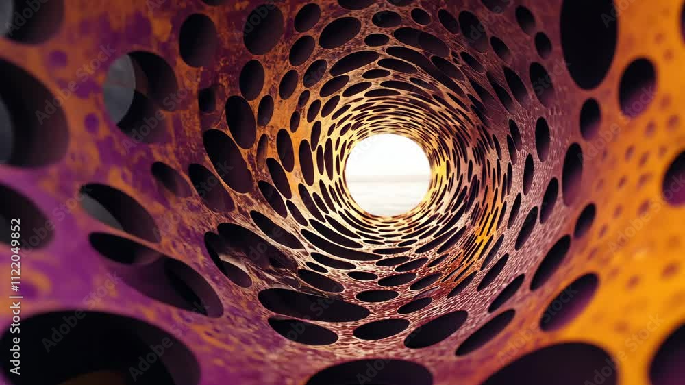 Aufkleber unique perspective of an abstract tubular structure illuminated from within during daylight hours