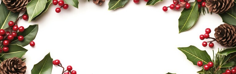 Obraz premium Watercolor Christmas Frame with Botanical Greenery