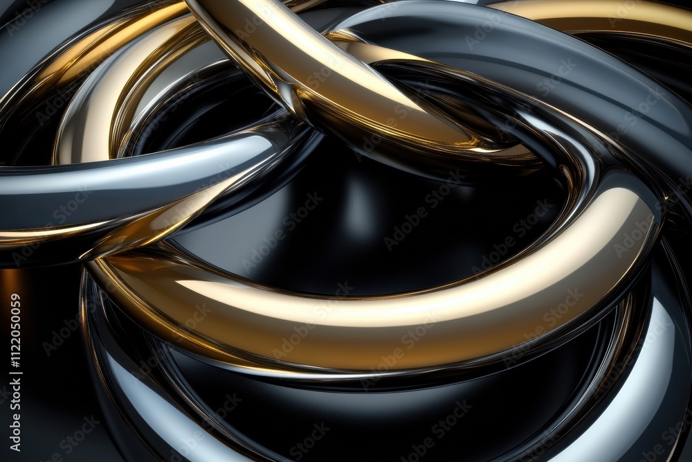 Aufkleber intricate metallic rings intertwine in a striking 3d abstract composition, highlighting smooth surfa