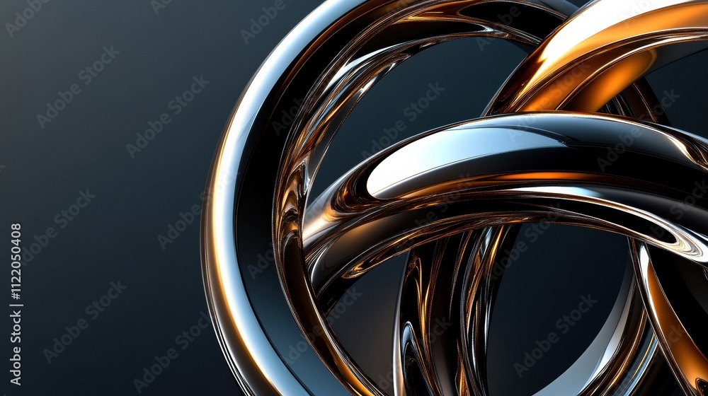 Aufkleber this captivating abstract design features intertwined metallic rings in a seamless blend of colors, 