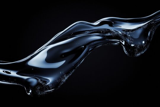 A smooth black liquid flows gracefully, creating an abstract 3D design that showcases fluid dynamics and invites creativity in presentation. Generative AI