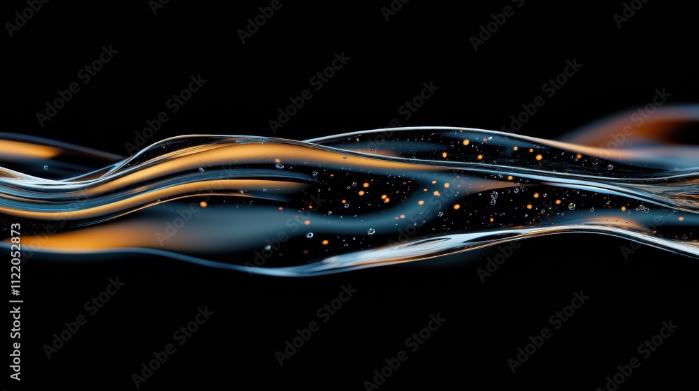 Poster vibrant abstract design features flowing water waves with shimmering details, suitable for creative 