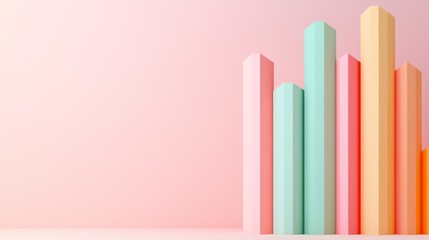 Obraz premium Colorful 3D bars represent growth and analysis, perfect for business presentations or economic illustrations.
