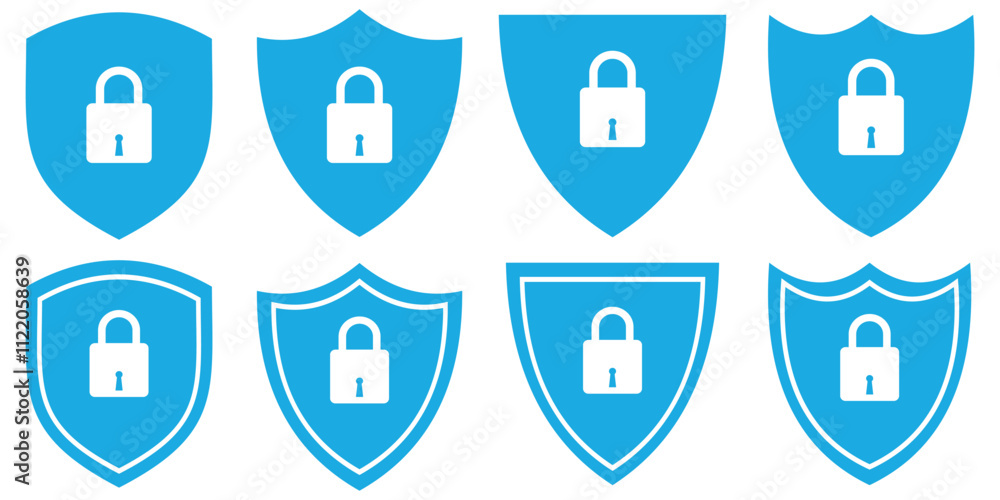 Poster security icon set. protection icon. privacy. vpn . set of security shield icons, security shields lo