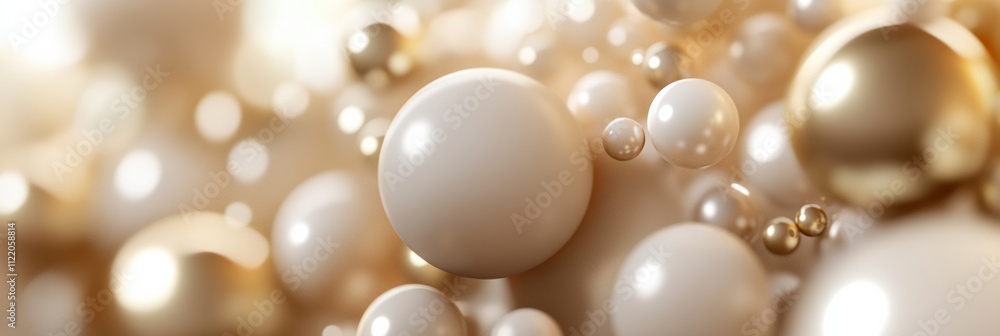 Aufkleber this composition features a captivating arrangement of golden and white spheres, creating a stunning