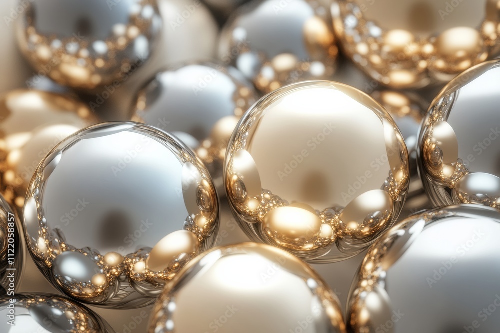 Aufkleber reflective spheres create a stunning arrangement, showcasing smooth surfaces and light interactions.