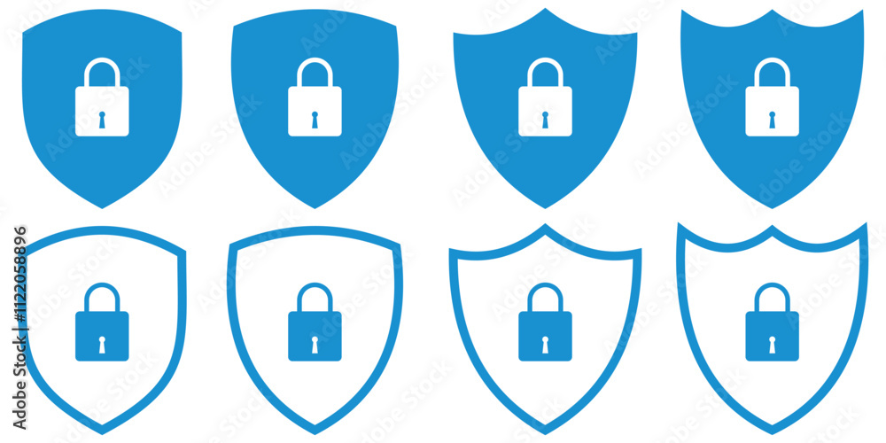 Poster security icon set. protection icon. privacy. vpn . set of security shield icons, security shields lo